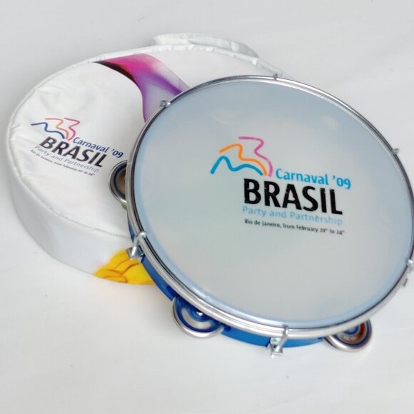 FUN CARNIVAL Brazil 2009 Tambourine with Matching Carry Bag Confetti - Picture 1 of 11